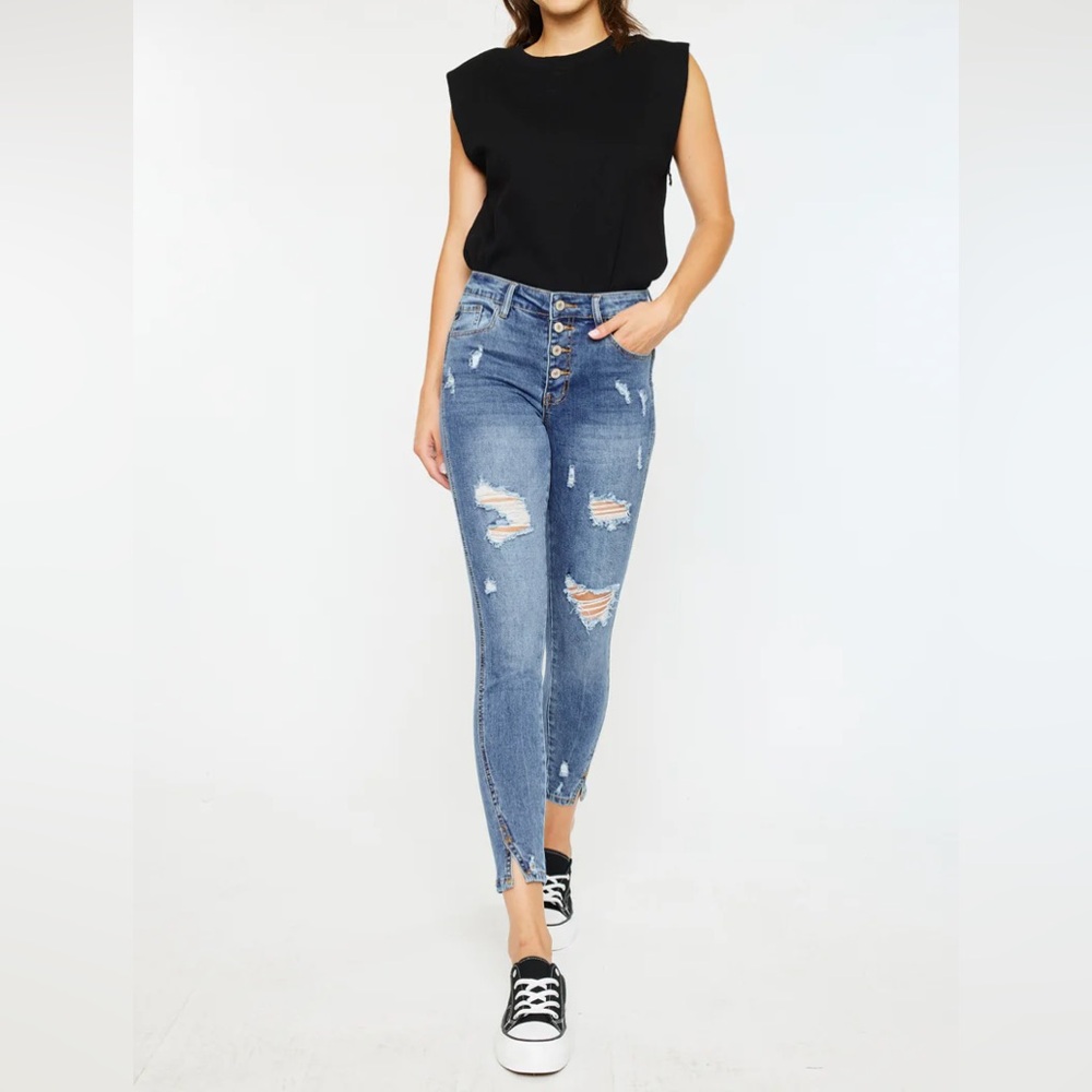 KanCan Ellington highrise ankle skinny jeans - size 7 / 27 medium wash
